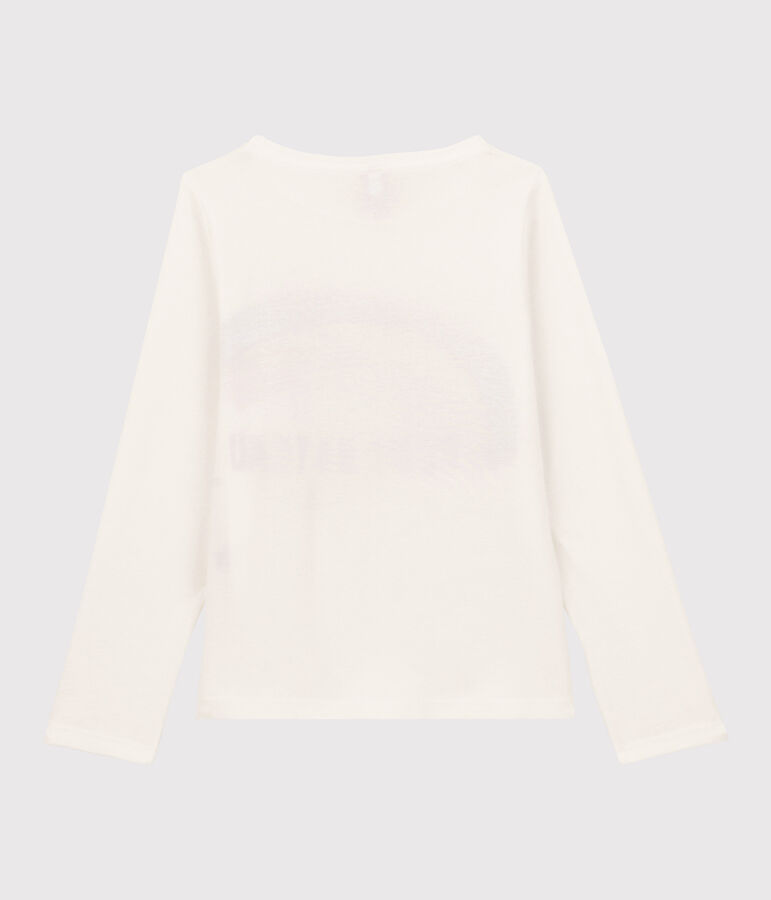 Katoenen meisjes t-shirt met lange mouwen wit MARSHMALLOW