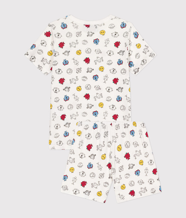 Korte katoenen kinderpyjama van Monsieur Madame wit MARSHMALLOW/wit MULTICO