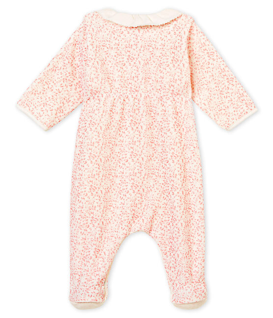 Bodyjama bébé fille en velours de coton imprimé blanc MARSHMALLOW/rose JOLI
