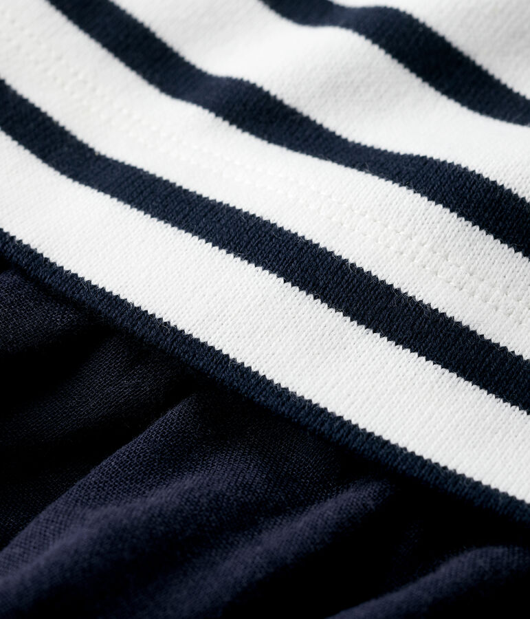 Robe en jersey et gaze de coton bio enfant fille blanc/bleu