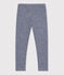 Legging milleraies petite fille/petit garçon en laine et coton bleu MEDIEVAL/blanc MARSHMALLOW