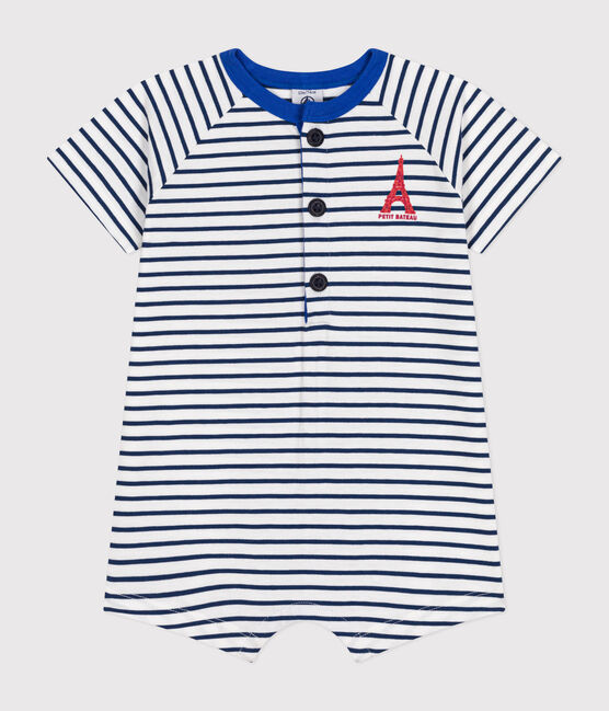 Kort babypakje van dunne jersey wit MARSHMALLOW/blauw MEDIEVAL