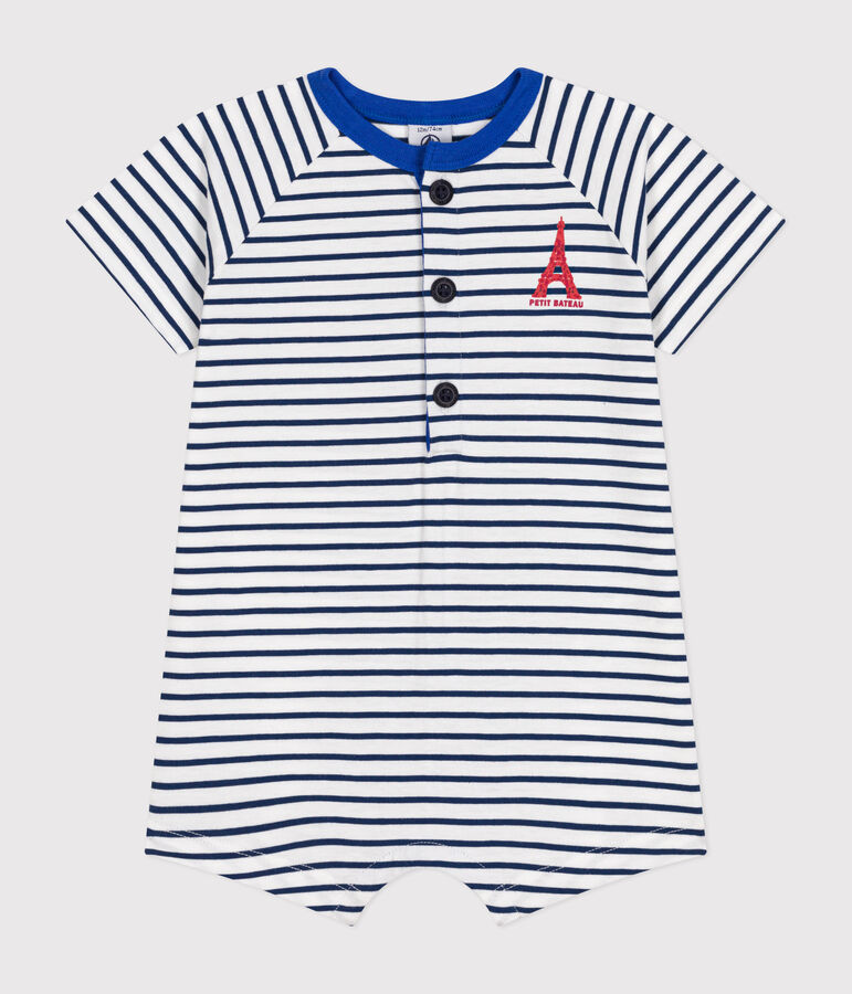 Kort babypakje van dunne jersey wit/blauw