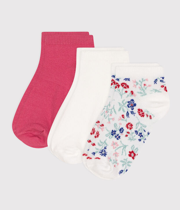3 paires de chaussettes enfant fille en coton imprim&eacute; &agrave; fleurs multicouleur