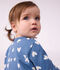 Fleece babypyjama met hartjesprint blauw/wit
