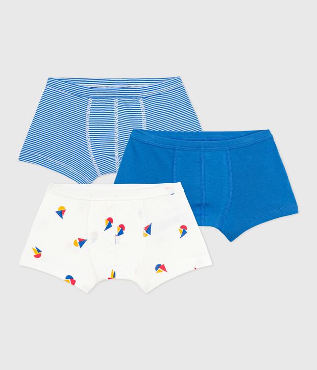Lot de boxers enfant en coton &agrave; ceinture collet&eacute;e imprim&eacute; bateaux multicouleur