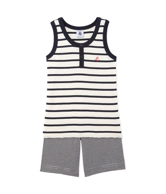 Pyjacourt garçon rayé beige COQUILLE/blauw SMOKING