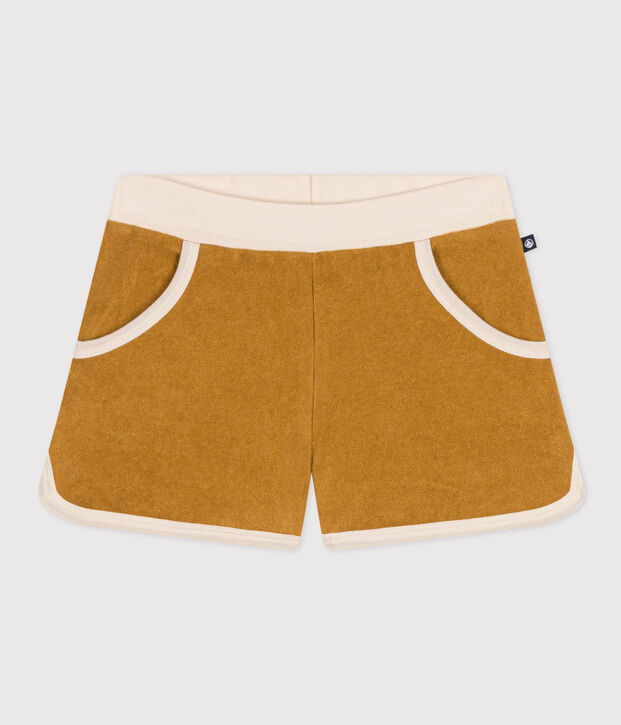 Meisjesshort van badstof geel