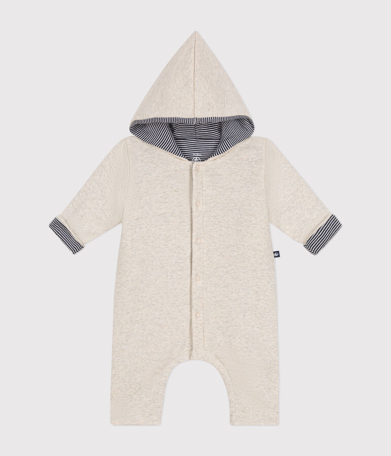 Combinaison longue ouatin&eacute;e &agrave; capuche en coton b&eacute;b&eacute; beige