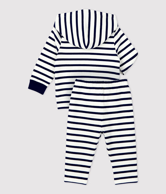 Ensemble rayé marinière deux pièces bio bébé blanc MARSHMALLOW/bleu SMOKING