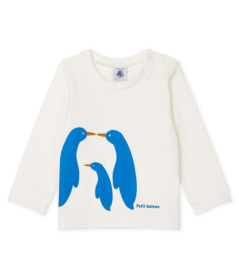 T-shirt met lange mouwen babyjongen wit MARSHMALLOW
