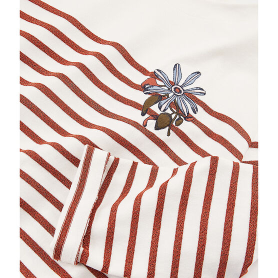 Marinière manches longues femme blanc MARSHMALLOW/rose COPPER