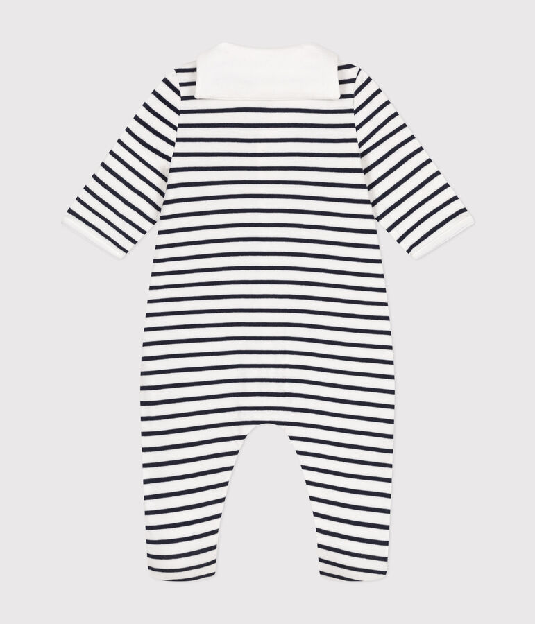 Pyjama en tubique b&eacute;b&eacute; blanc/bleu