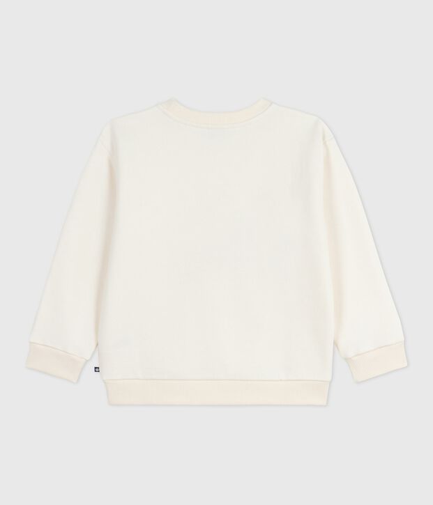 Sweatshirt enfant en coton imprim&eacute; blanc cass&eacute;