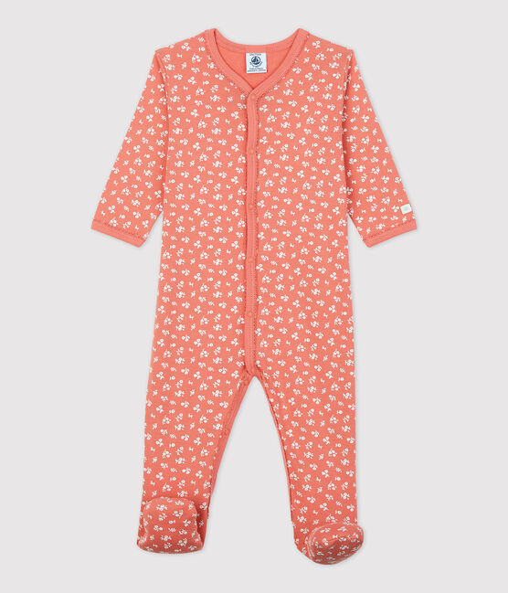 Slaappakje bloemenprint in biokatoen voor baby's roze PAPAYE/ MARSHMALLOW