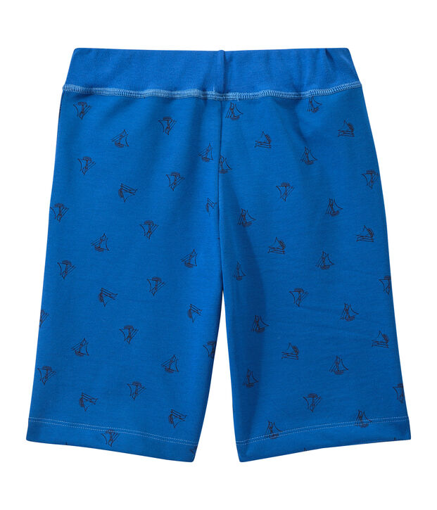 Jongensbermuda in zware jersey met dessin blauw/blauw