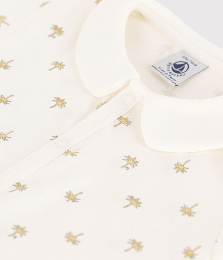 Combinaison courte palmiers en coton b&eacute;b&eacute; blanc/multicouleur