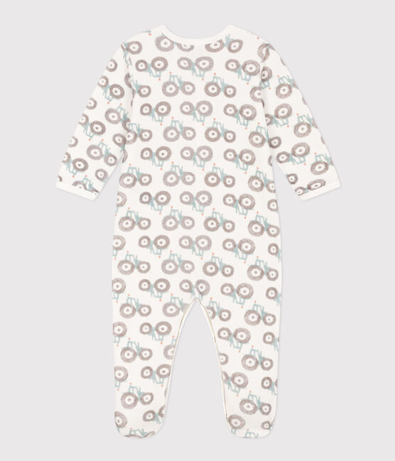 Pyjama bébé tracteurs en velours blanc MARSHMALLOW/blanc MULTICO