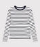 L'ICONIQUE, dames-T-shirt met ronde hals in katoen wit MARSHMALLOW/blauw SMOKING