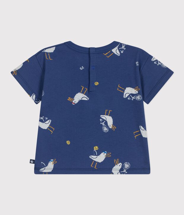 Tee-shirt b&eacute;b&eacute; en coton &agrave; manches courtes, imprim&eacute; mouettes bleu/multicouleur