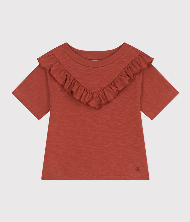 T-shirt van gevlamde jersey voor meisjes bruin