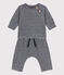 Tweedelig babysetje van velours uit katoen blauw SMOKING/wit MARSHMALLOW