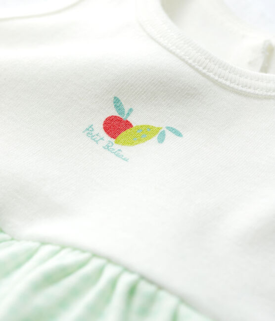 Robe-body vichy bébé fille en coton biologique blanc MARSHMALLOW/bleu HAITI
