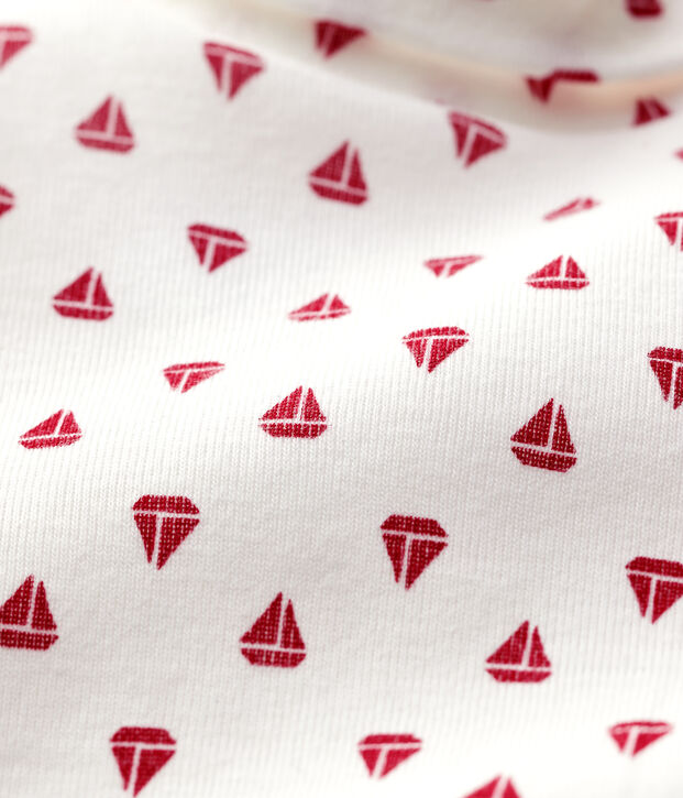 Body en coton b&eacute;b&eacute;. blanc/rouge