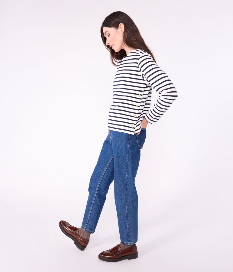 Marini&egrave;re femme en coton blanc/bleu