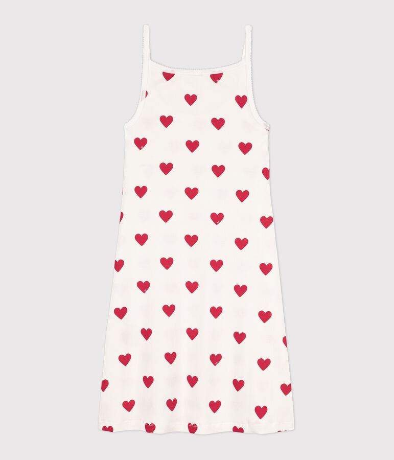 Robe &agrave; bretelles en coton BIO Femme blanc/rouge