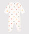 Fluwelen babypyjama met meerkleurige hartjesprint wit MARSHMALLOW/wit MULTICO