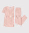 Pyjama manches courtes petite fille en coton rose SALINE/blanc MULTICO