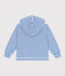 Uniseks sweatshirt met kap en streepjes van katoenen badstof voor kinderen blauw MARSHMALLOW/ PORCELANA