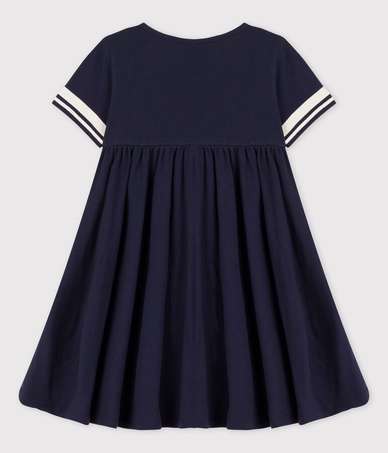 Robe manches courtes en coton bio enfant fille bleu