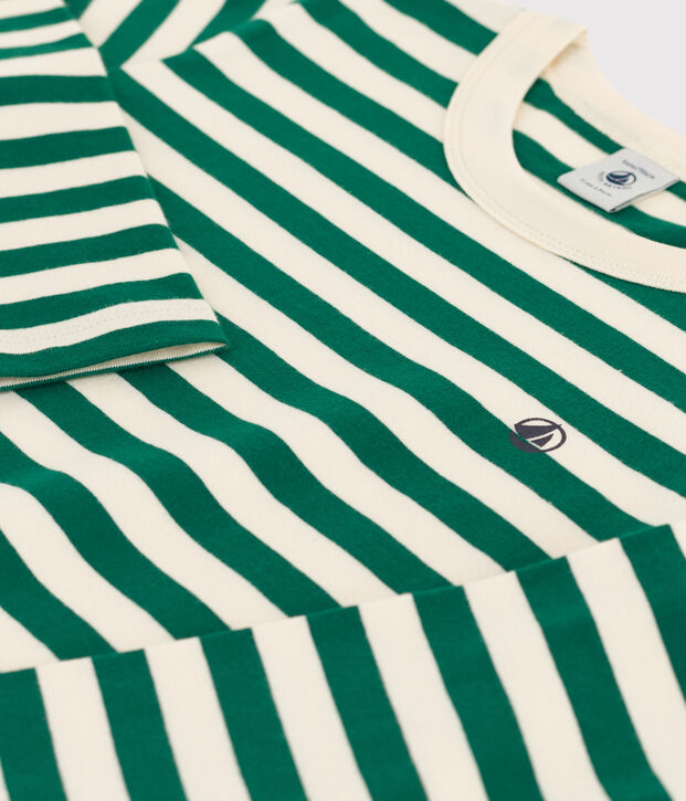 Jongens-T-shirt met lange mouwen groen/ecru