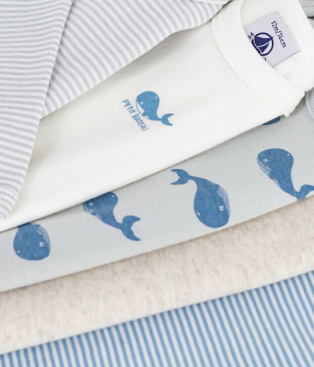 Setje van katoenen body's met lange mouw en walvissenprint voor baby's multicouleur