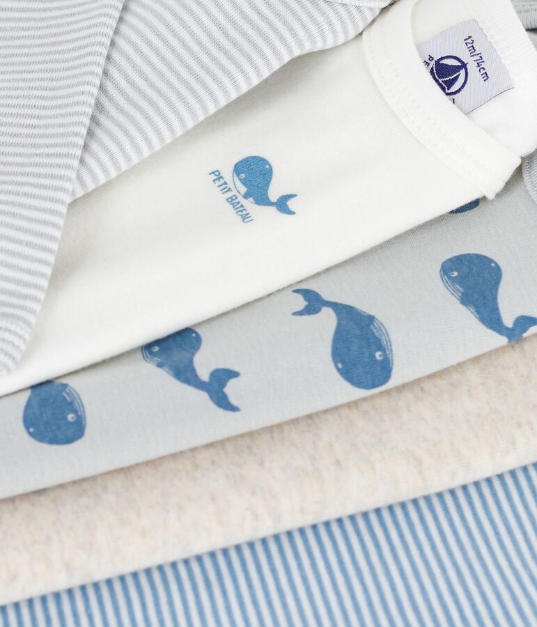 Setje van katoenen body's met lange mouw en walvissenprint voor baby's multicouleur