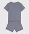 Pyjacourt milleraies en coton enfant bleu MEDIEVAL/blanc MARSHMALLOW