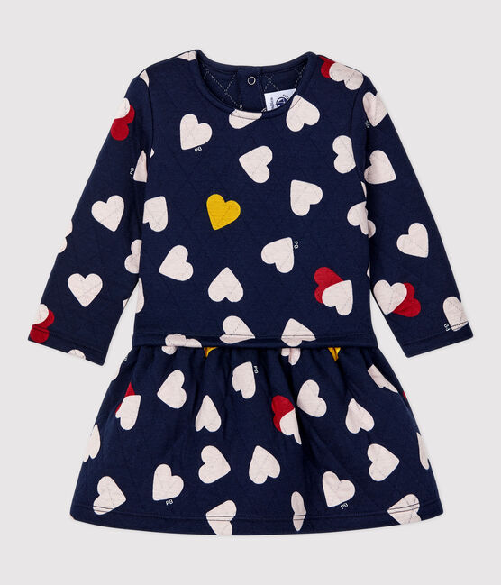 Robe matelassée bébé. bleu SMOKING/blanc MULTICO