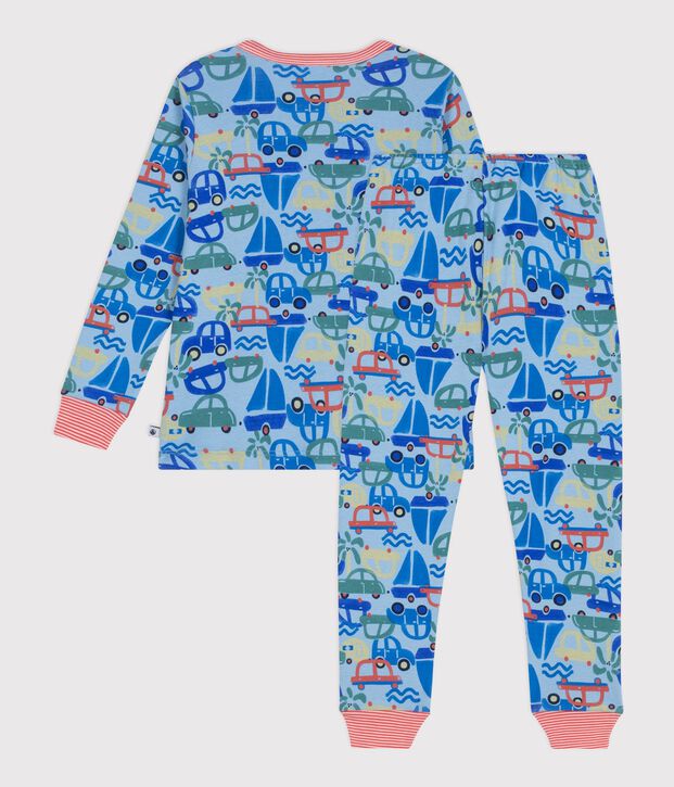 Katoenen kinderpyjama met autootjesprint blauw/multicouleur