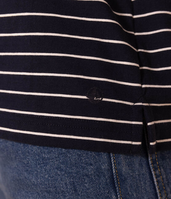 LE BOXY, T-shirt voor dames in katoen  blauw SMOKING/wit MARSHMALLOW