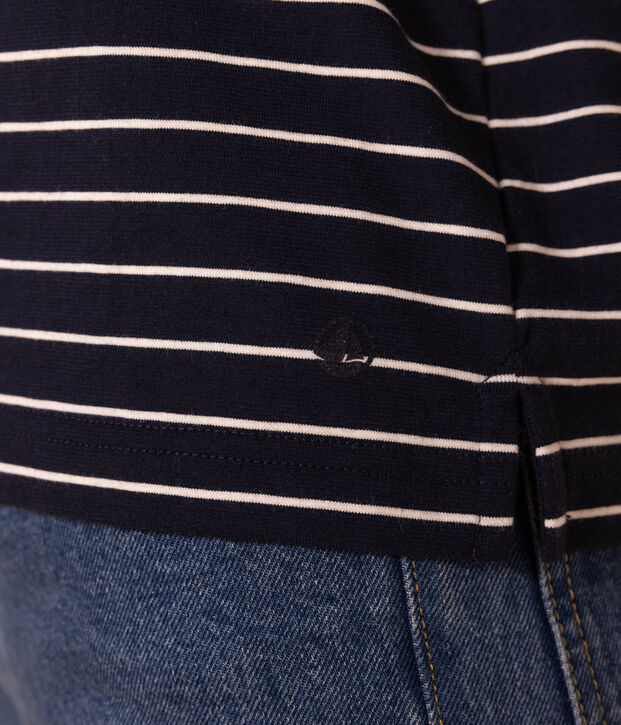 LE BOXY, T-shirt voor dames in katoen blauw/wit