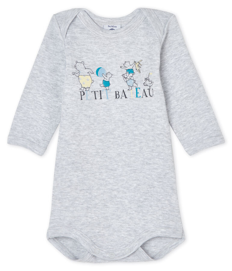 Rompertje lange mouwen babyjongen-meisje grijs