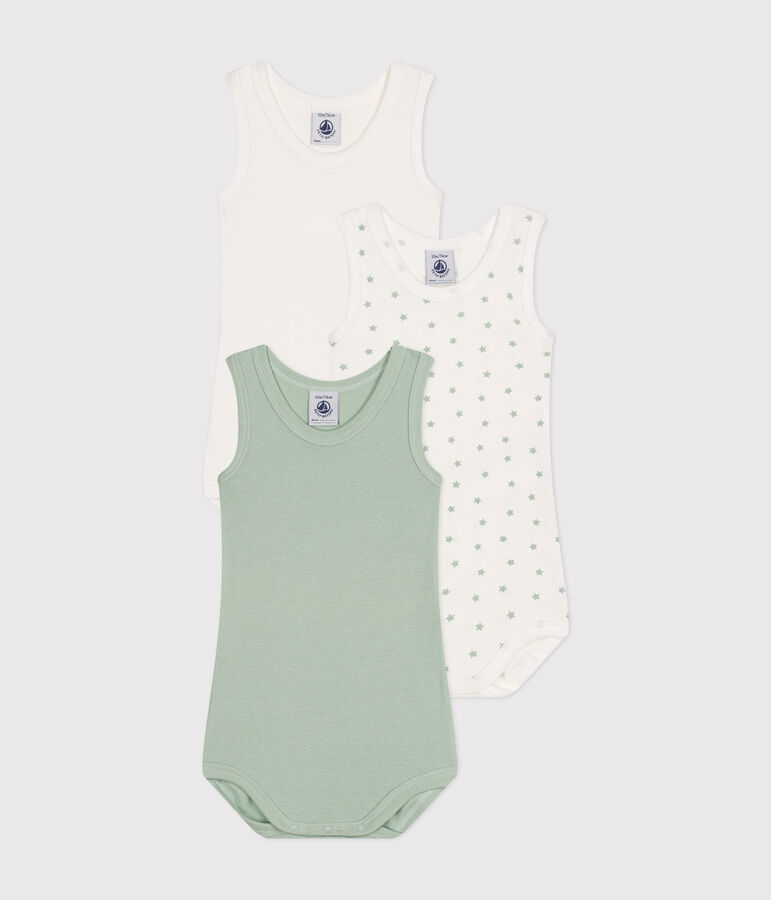 Lot de 3 bodies sans manches en coton b&eacute;b&eacute; multicouleur