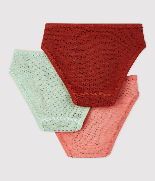 Set van 2 opgengewerkte meisjesslips in biokatoen multicouleur