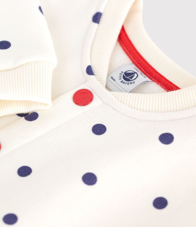 Katoenen babyjasje met stippenprint in collegestijl blauw/blauw