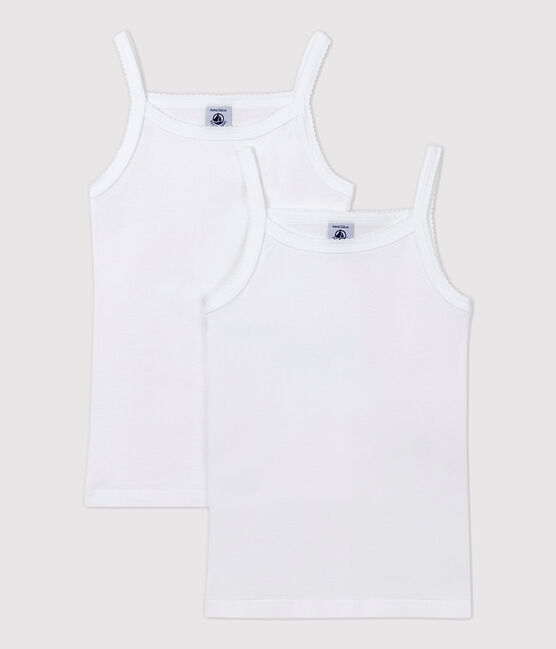 Set van 2 witte hemdjes met bandjes voor meisjes variante 1