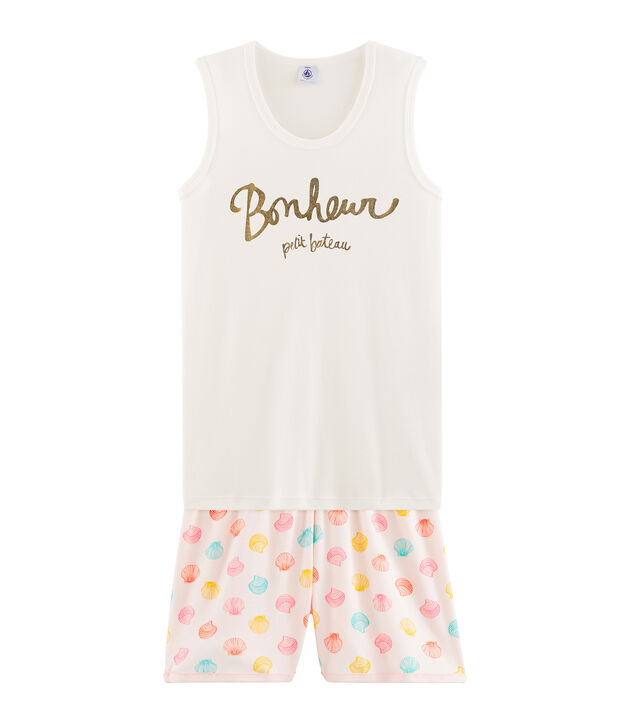 Pyjacourt fille en c&ocirc;te rose/multicouleur