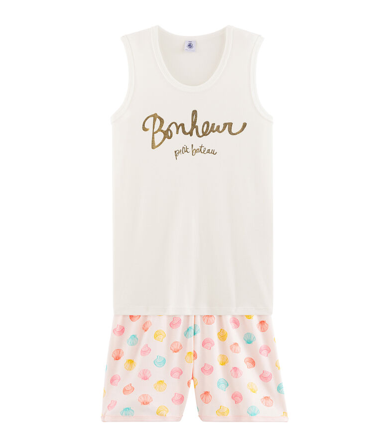 Pyjacourt fille en c&ocirc;te rose/multicouleur