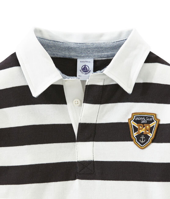 Jongenspolo in rugbystijl grijs CAPECOD/wit MARSHMALLOW